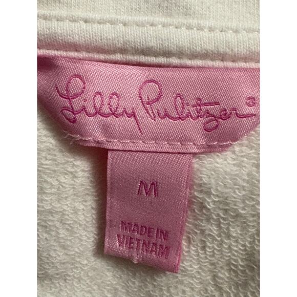 Lilly Pulitzer White French Terry Zip Front Jacket-Pockets-Resort-Coastal-Size M - Picture 7 of 8